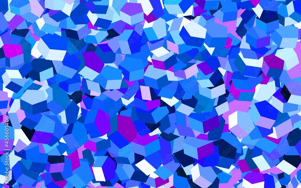 Poster light pink, blue vector layout with hexagonal shapes.