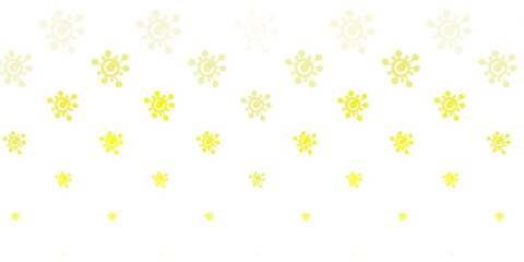 Light Yellow vector background with covid-19 symbols.