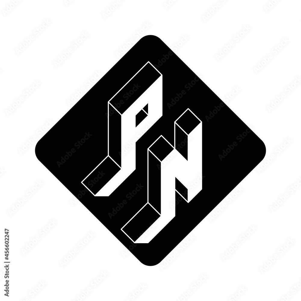 Poster pn - 2-letter code. p and n - monogram or logotype. isometric 3d font for design. three-dimension le