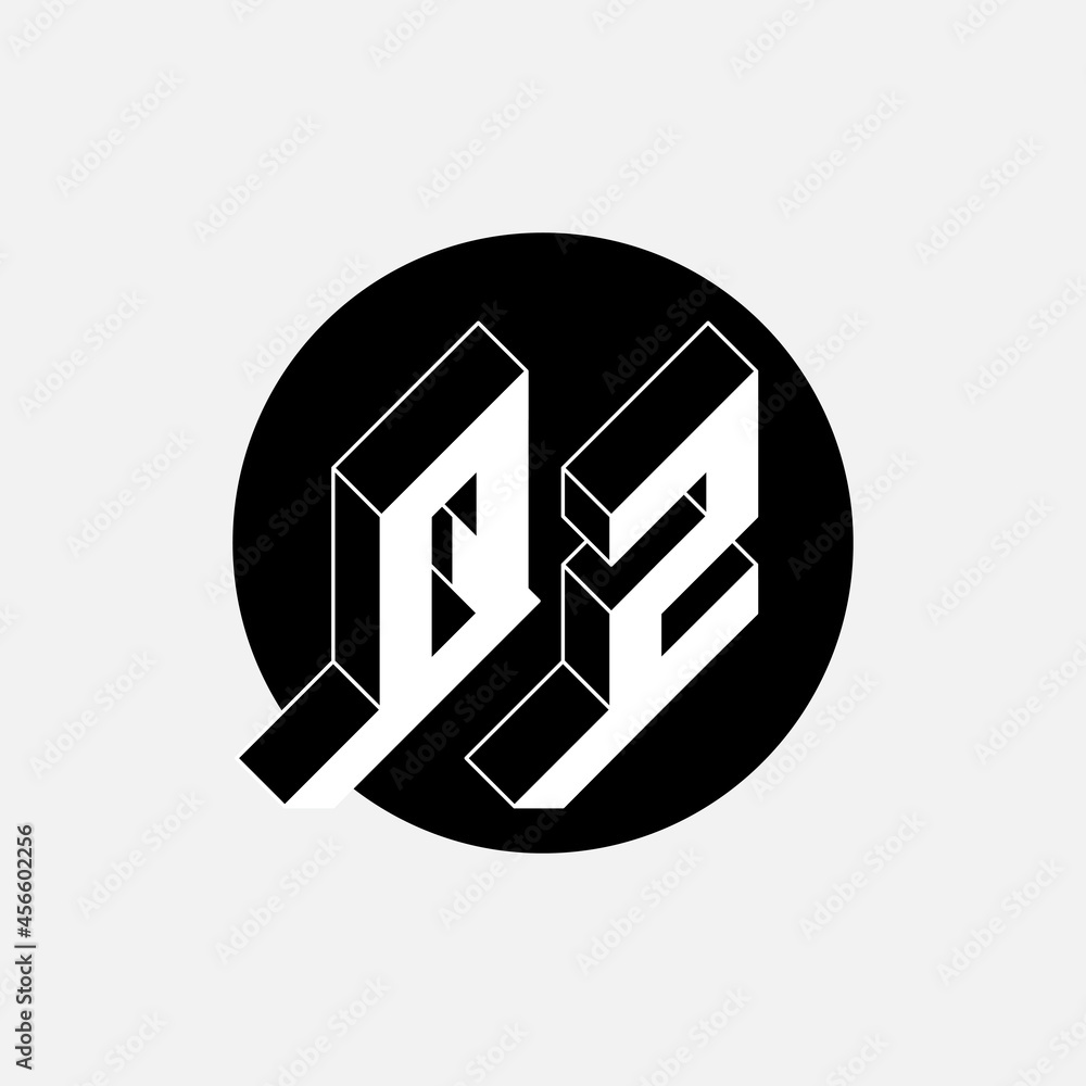 Poster q and z - monogram or logotype. isometric 3d font for design. qz - 2-letter code or logo. three-dime