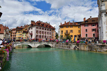 Annecy, France. Along the river in the old town. July 28, 2021.