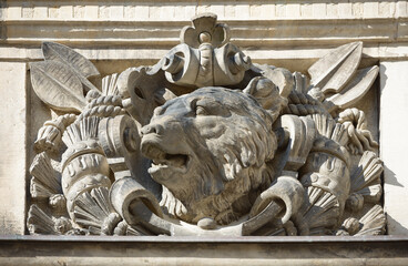 Alto-relievo on George Gate wall in Stallhof in Dresden, Germany.