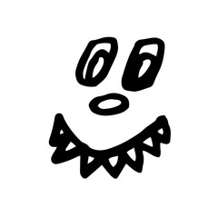 Halloween pumpkins carved faces silhouettes. Black and white images. Vector illustration