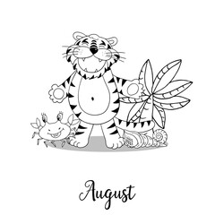 Year 2022 symbol for calendar decoration. Coloring illustration in hand draw style