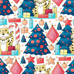Seamless pattern for year of the tiger 2022. Pattern. Tiger