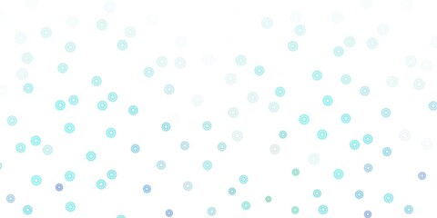 Light blue, green vector doodle background with flowers.