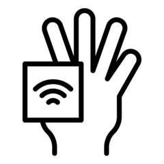 Internet palm recognition icon outline vector. Biometric scan. Hand identification