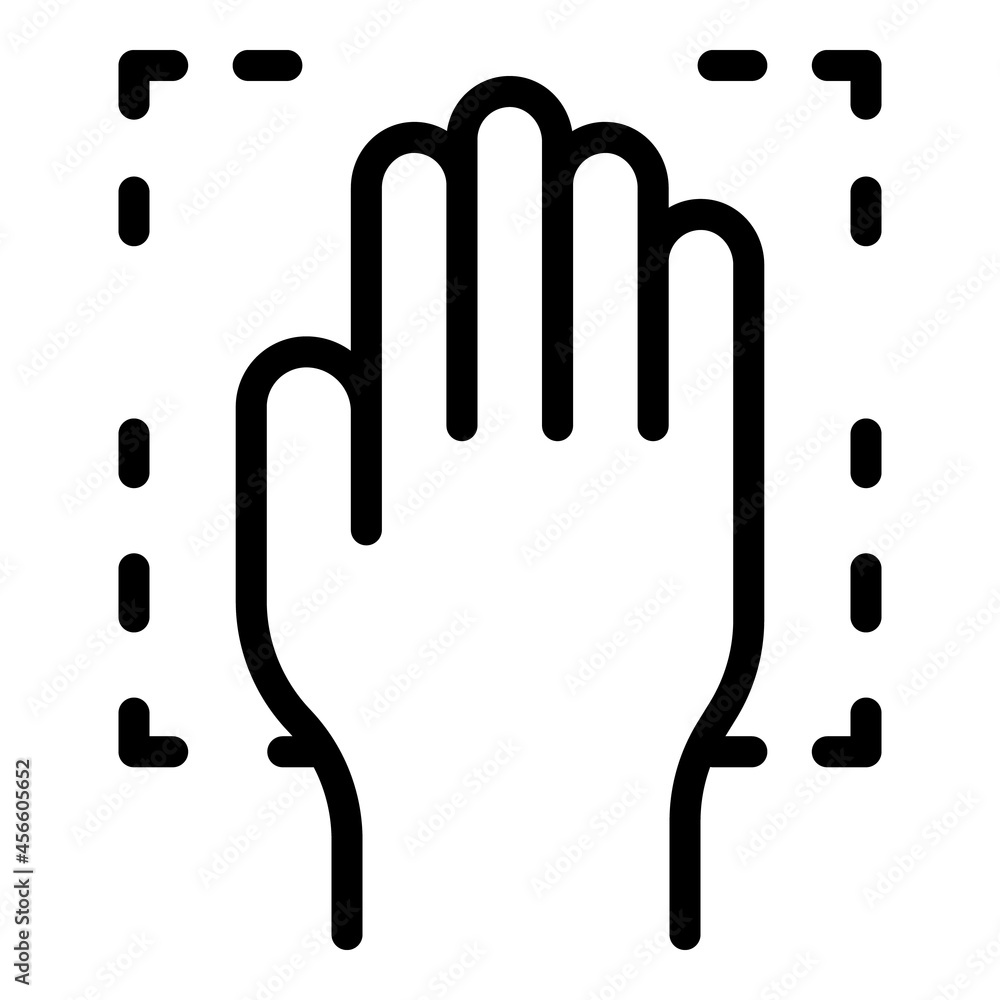Poster smart palm identification icon outline vector. biometric recognition. hand scan