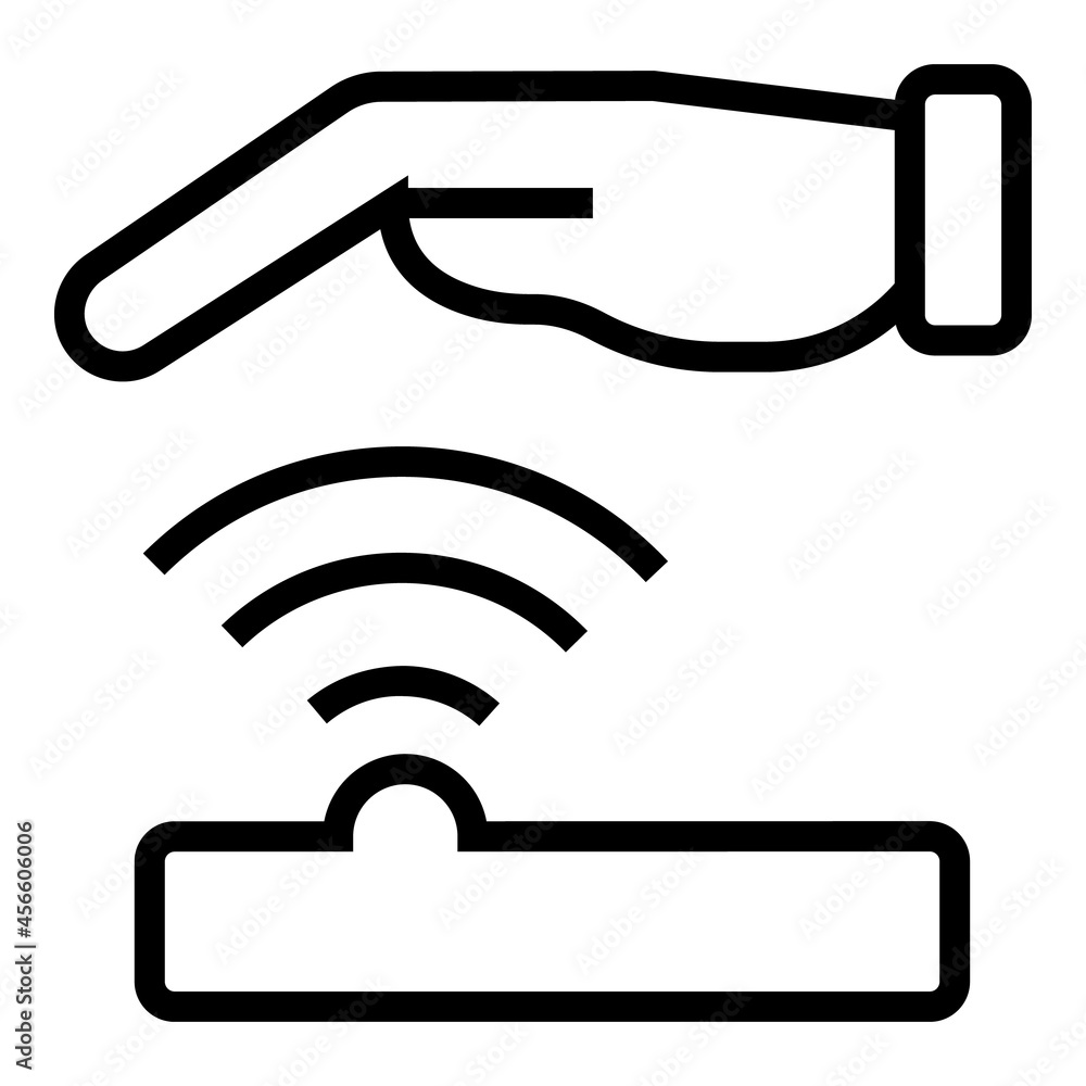 Poster scanning palm icon outline vector. scan hand. biometric recognition