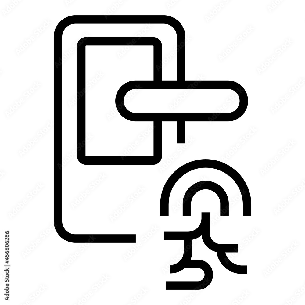 Poster door fingerprint icon outline vector. lock access. code privacy