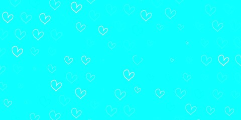Light Blue, Green vector texture with lovely hearts.