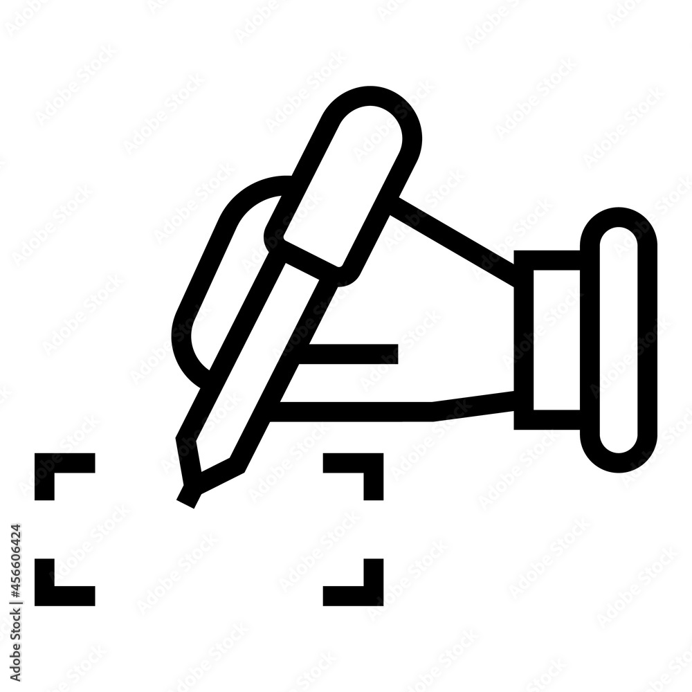 Poster handwriting scan icon outline vector. face recognition. biometric id