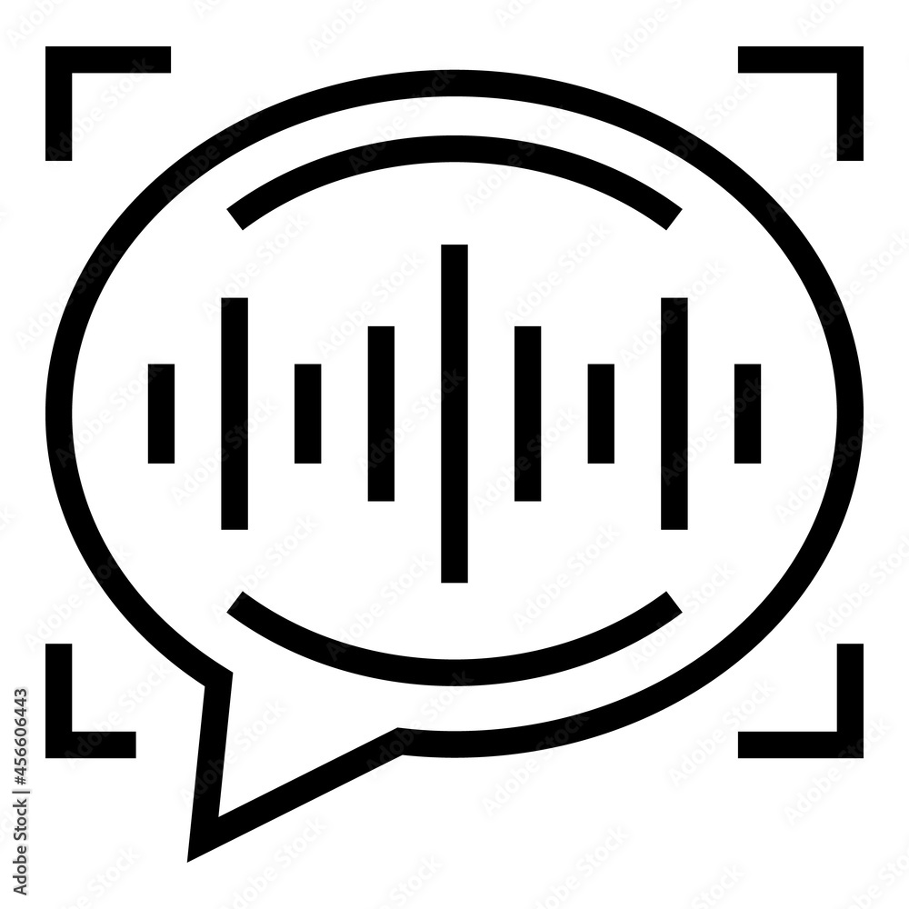 Poster voice recognition scan icon outline vector. detect sound. audio command