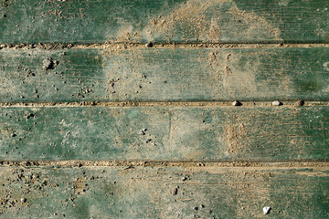 Green color,dirty wooden background ,top view