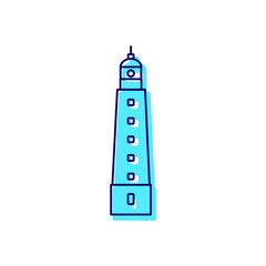 Lighthouse outline icon. Color filled symbol. Isolated vector illustration