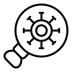 Obraz premium Magnifying virus icon outline vector. Detection bacteria. Cell infection