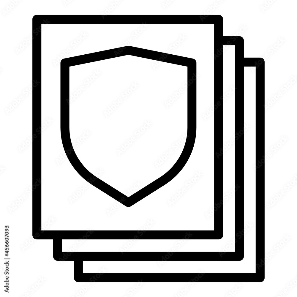 Poster shield files icon outline vector. data secure. privacy lock