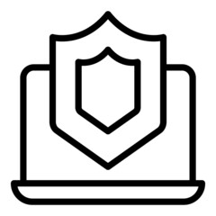 Computer defence icon outline vector. Safe shielda. Safety guard