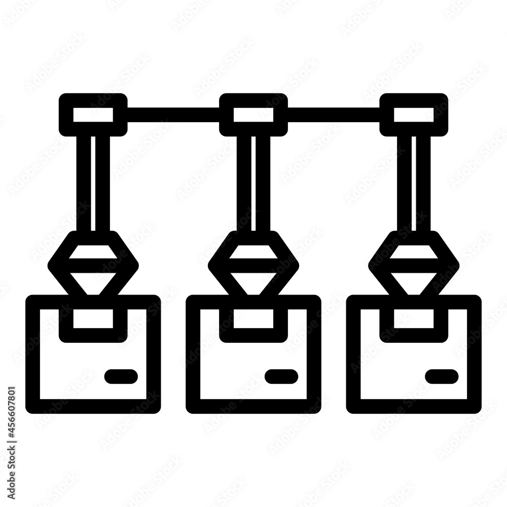 Poster factory robotic flow icon outline vector. industry robot. process conveyor