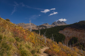 The Loop Trail with Fall foliage at Glacier National Park, Montana, USA