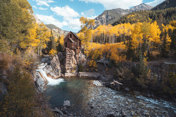 Old Crystal Mill Colorado Fall colors forest mountains Aspen © The Video Collection