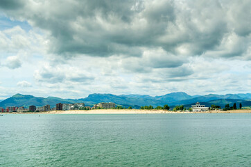 The town of Laredo, seen from the seafront in Santona, Spain