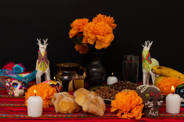 still life of a traditional day of the dead offering