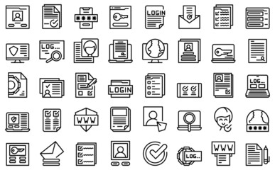 Registration icons set outline vector. Account create. New register
