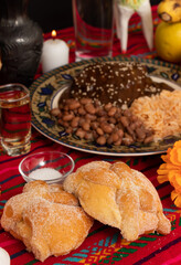 Hojaldras or traditional bread of the day of the dead in Mexico