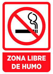cartel zona libre de humo - no fumar - obrazy, fototapety, plakaty