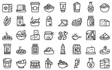 Foto op Plexiglas Food substitutes icons set outline vector. Sweetener alternative. Artificial calories © ylivdesign