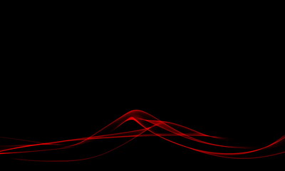 Abstract neon red wave element, curved wavy line, smooth stripe for design