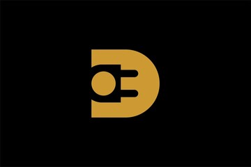 Electric energy and letter D logo design vector