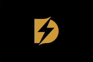 Electric energy and letter D logo design vector