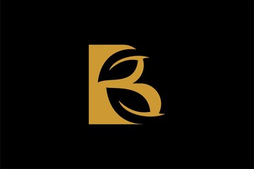 Green leaf and letter B monogram logo design vector.