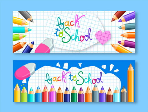 flat back school vector design illustration banners set