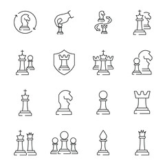 Chess icons set.  Chess pack symbol vector elements for infographic web