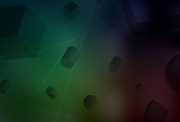 Dark Green vector layout with 3D cubes, cylinders, spheres, rectangles.