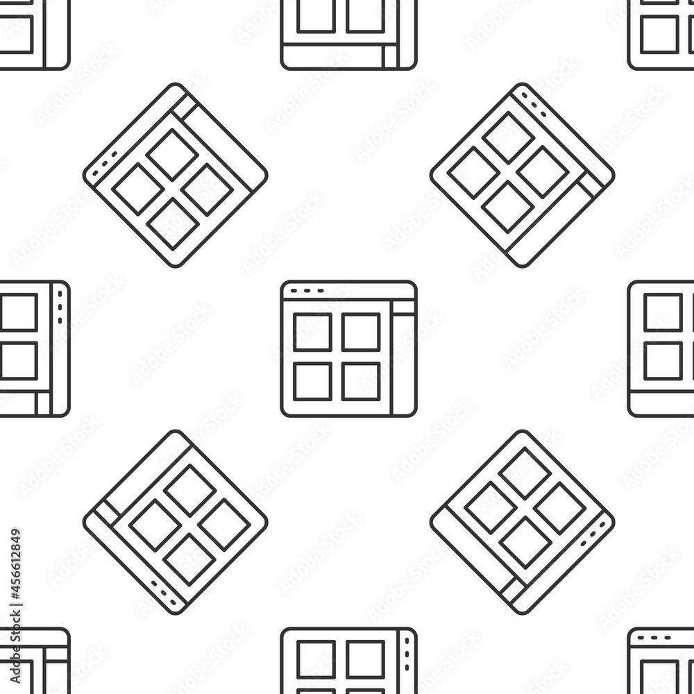 Poster grey line browser files icon isolated seamless pattern on white background. vector