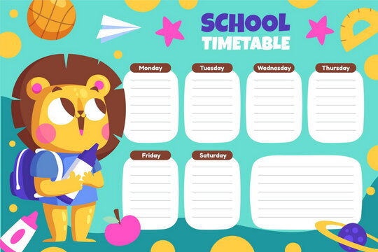 cartoon back school vector design illustration timetable template