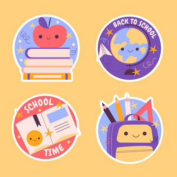 naive back school vector design illustration stickers collection