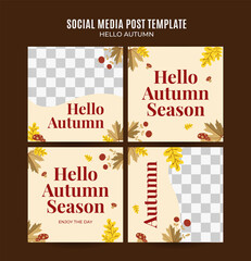 Autumn square banner template. Promotional banner for social media post, web banner and flyer