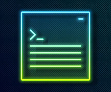 Glowing neon line Software, web developer programming code icon isolated on black background. Javascript computer script random parts of program code. Vector