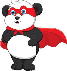 Naklejka premium cute panda wearing a superhero costume