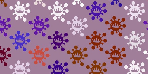 Light pink, yellow vector pattern with coronavirus elements.