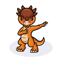 Cute little pachycephalosaurus dinosaur cartoon standing