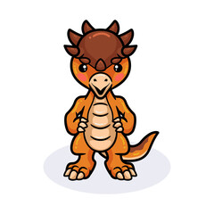 Cute little pachycephalosaurus dinosaur cartoon standing