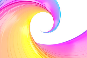 Multicolored abstract twisted brush stroke. Bright curl, artistic spiral. 3D rendering image