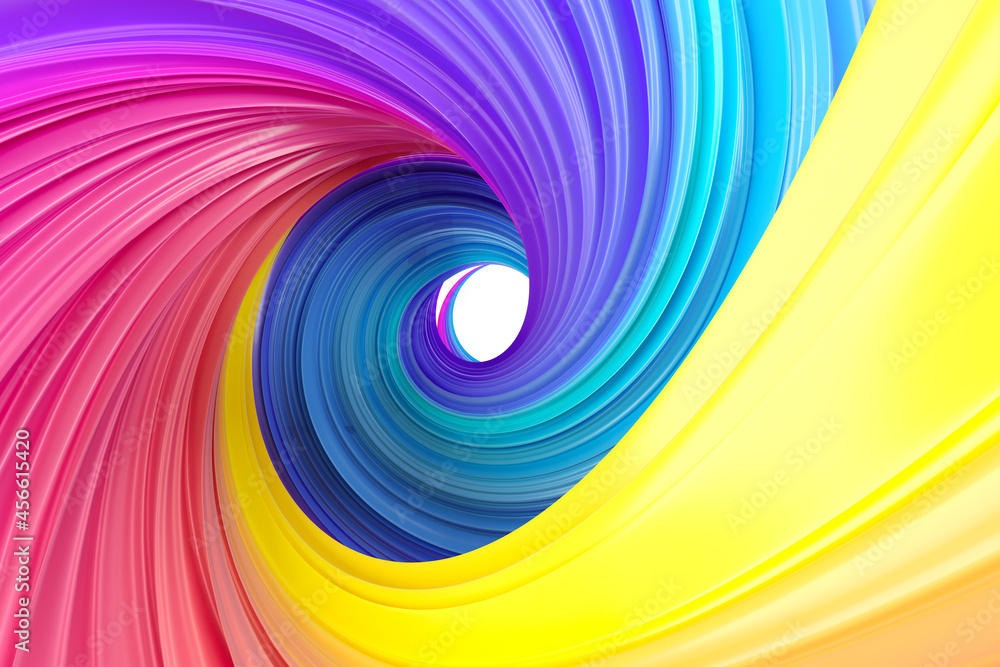 Aufkleber multicolored abstract twisted brush stroke. bright curl, artistic spiral. 3d rendering image