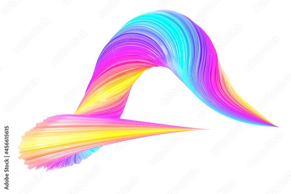 Aufkleber multicolored abstract twisted brush stroke. bright curl, artistic spiral. 3d rendering image